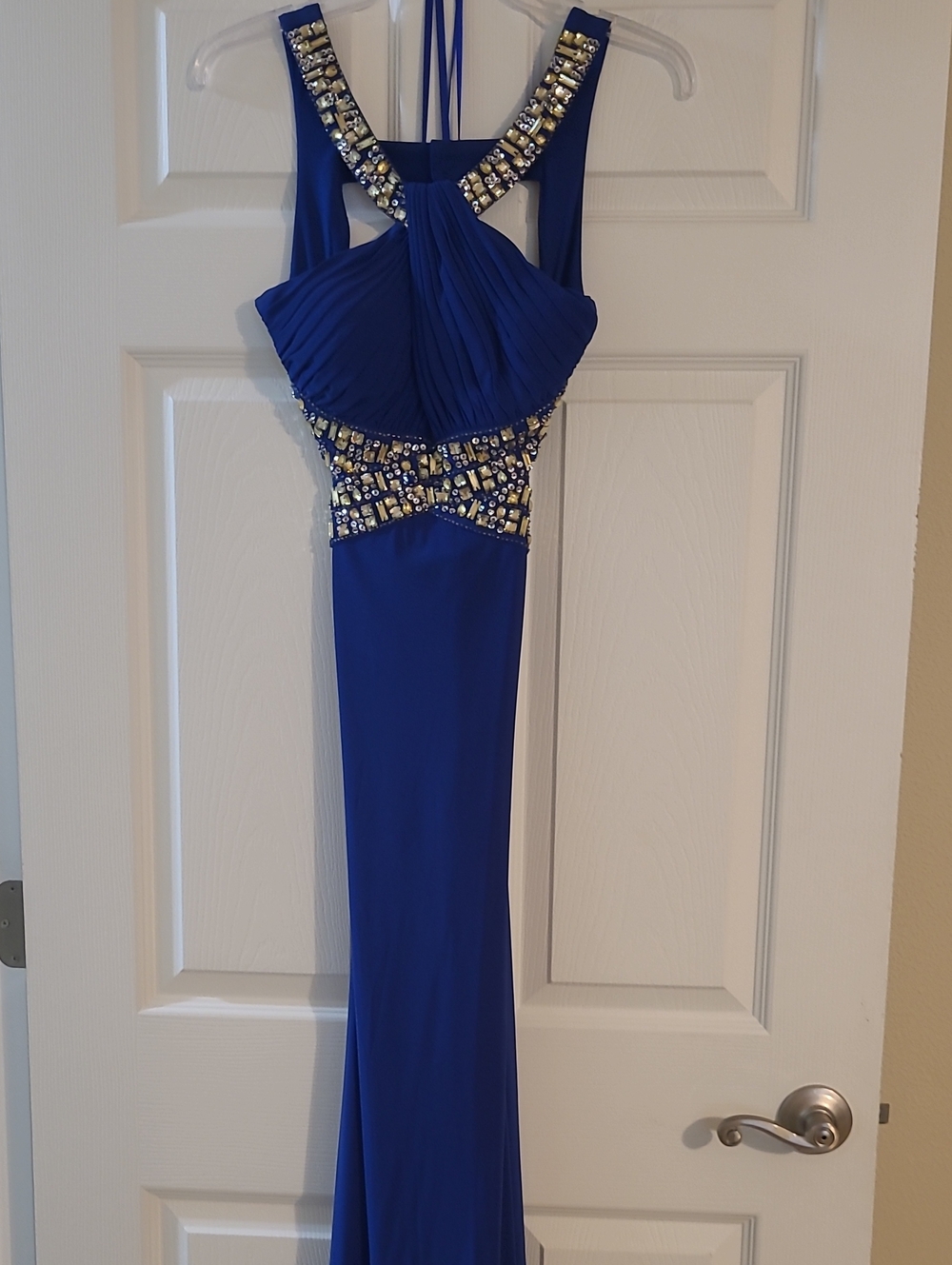 Betsy & Adam Royal Blue Embellished Gown Size 4